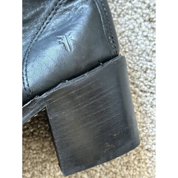 Frye Sabrina leather lace up 2" block heel ankle calf boots lug combat $438 - Picture 6 of 13